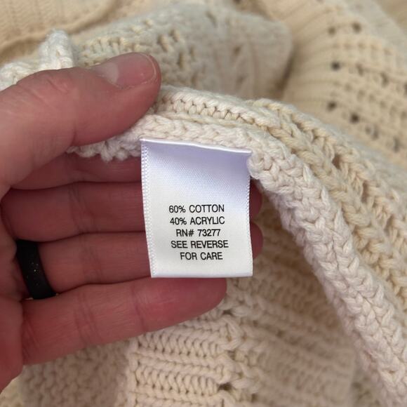 Sonoma Cardigan Vest Medium Cream Crochet Sheer Festival Farmhouse‎ Cottage Boho - Picture 8 of 9